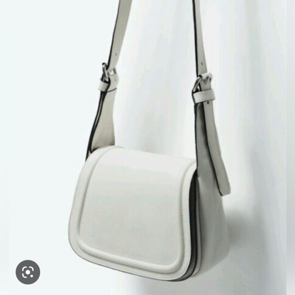 Zara white leather messenger bag